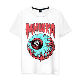 Мужская футболка хлопок с принтом Mishka NYC в городе Новоалтайск, 100% хлопок | прямой крой, круглый вырез горловины, длина до линии бедер, слегка спущенное плечо. | Тематика изображения на принте: ciclop | eye | fashion | hype | hypebeast | skull | streatwear | street | wear | глаз | мишка | мода | стритвир | хайп | хайповый шмот | циклоп | череп