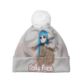 Шапка 3D c помпоном с принтом Sally Face в городе Новоалтайск, 100% полиэстер | универсальный размер, печать по всей поверхности изделия | blue | diane | face | fisher | gizmo | henry | johnson | killer | larry | sally | генри | гизмо | джонсон | диана | ларри | лицо | салли | фейс | фишер