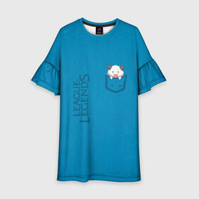 Детское платье 3D с принтом Poro Pocket Tee в городе Новоалтайск, 100% полиэстер | прямой силуэт, чуть расширенный к низу. Круглая горловина, на рукавах — воланы | league of legends | lol | азир | акали | алистар | амуму | анивия | ари | атрокс | воин | вуконг | гарен | лига легенд | лига оф легенд | лол | маг | поддержка | стрелок | танк
