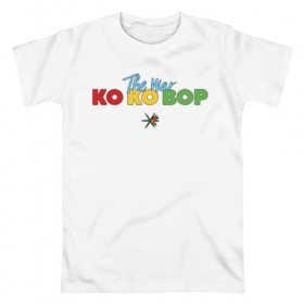 Мужская футболка хлопок с принтом EXO - KO KO BOP в городе Новоалтайск, 100% хлопок | прямой крой, круглый вырез горловины, длина до линии бедер, слегка спущенное плечо. | boys band | bts | exo | j pop | k pop | ko ko bop | korea | music | nct | pop | pop idols | the war | бойс бенд | бтс | ексо | ехо | идолы | к поп | корея | нст | поп | попса