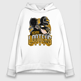Женское худи Oversize хлопок с принтом PUBG Looters в городе Новоалтайск, френч-терри — 70% хлопок, 30% полиэстер. Мягкий теплый начес внутри —100% хлопок | боковые карманы, эластичные манжеты и нижняя кромка, капюшон на магнитной кнопке | playerunknown battlegrounds | pubg | пубг