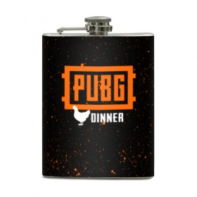 Фляга с принтом PUBG в городе Новоалтайск, металлический корпус | емкость 0,22 л, размер 125 х 94 мм. Виниловая наклейка запечатывается полностью | Тематика изображения на принте: 