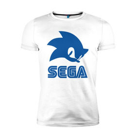 Мужская футболка премиум с принтом Sonic Sega в городе Новоалтайск, 92% хлопок, 8% лайкра | приталенный силуэт, круглый вырез ворота, длина до линии бедра, короткий рукав | sega | sonic | еж соник | сега | соник