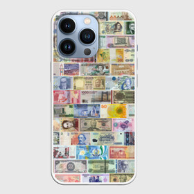 Чехол для iPhone 13 Pro с принтом Деньги мира в городе Новоалтайск,  |  | chf | eur | gbp | jpy | usd | баксы | банкноты | валюта | доллар | евро | купюры | паунд | рубль. | свисси | финансы | фунт стерлингов | швейцарский франк | японская йена