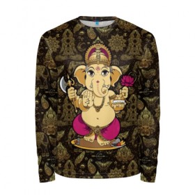 Мужской лонгслив 3D с принтом Ganesha в городе Новоалтайск, 100% полиэстер | длинные рукава, круглый вырез горловины, полуприлегающий силуэт | animal | ax | crown | decoration | elephant | ethnic | flower | food | god | gold | hands | hold | india | lily | mouse | благополучие | бог | божество | ганеша | держит | еда | животное | золото | индия | индуизм | корона | лилия | м | много | мудрость |
