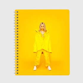 Тетрадь с принтом Billie Eilish в городе Новоалтайск, 100% бумага | 48 листов, плотность листов — 60 г/м2, плотность картонной обложки — 250 г/м2. Листы скреплены сбоку удобной пружинной спиралью. Уголки страниц и обложки скругленные. Цвет линий — светло-серый
 | bad guy | bellyache | billie eilish | bury a friend | ocean eyes | when we all fall asleep where do we go | билли айлиш | музыка | певица