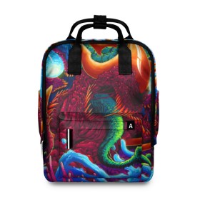 Женский рюкзак 3D с принтом Hyper Beast в городе Новоалтайск, 100% полиэстер | лямки с регулируемой длиной, сверху ручки, чтобы рюкзак нести как сумку. Основное отделение закрывается на молнию, как и внешний карман. Внутри два дополнительных кармана, один из которых закрывается на молнию. По бокам два дополнительных кармашка, куда поместится маленькая бутылочка
 | Тематика изображения на принте: art | counter strike | cs | cs go | csgo | game | go | monster | steam | арт | зверь | игра | кс | ксго | монстр | скоростной | стим | чудовище