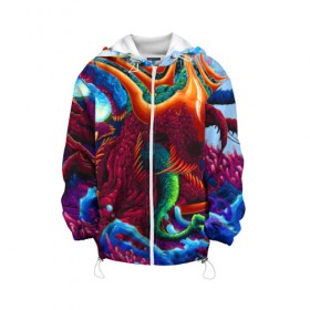 Детская куртка 3D с принтом Hyper Beast в городе Новоалтайск, 100% полиэстер | застежка — молния, подол и капюшон оформлены резинкой с фиксаторами, по бокам — два кармана без застежек, один потайной карман на груди, плотность верхнего слоя — 90 г/м2; плотность флисового подклада — 260 г/м2 | Тематика изображения на принте: art | counter strike | cs | cs go | csgo | game | go | monster | steam | арт | зверь | игра | кс | ксго | монстр | скоростной | стим | чудовище