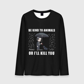 Мужской лонгслив 3D с принтом Be Kind to Animals в городе Новоалтайск, 100% полиэстер | длинные рукава, круглый вырез горловины, полуприлегающий силуэт | be kind to animals | cinema | dog | dogs | john wick | keanu reeves | джон уик | животные | пес | собака
