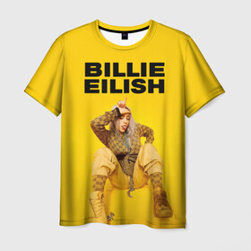 Мужская футболка 3D с принтом Billie Eilish в городе Новоалтайск, 100% полиэфир | прямой крой, круглый вырез горловины, длина до линии бедер | bad guy | bellyache | billie eilish | bury a friend | ocean eyes | when we all fall asleep where do we go | билли айлиш | музыка | певица