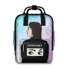 Женский рюкзак 3D с принтом Саша Грей Sasha Grey в городе Новоалтайск, 100% полиэстер | лямки с регулируемой длиной, сверху ручки, чтобы рюкзак нести как сумку. Основное отделение закрывается на молнию, как и внешний карман. Внутри два дополнительных кармана, один из которых закрывается на молнию. По бокам два дополнительных кармашка, куда поместится маленькая бутылочка
 | sasha grey | актриса | арт | грей | мода | прон | саша грей