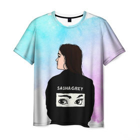 Мужская футболка 3D с принтом Саша Грей Sasha Grey в городе Новоалтайск, 100% полиэфир | прямой крой, круглый вырез горловины, длина до линии бедер | Тематика изображения на принте: sasha grey | актриса | арт | грей | мода | прон | саша грей