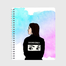 Тетрадь с принтом Саша Грей Sasha Grey в городе Новоалтайск, 100% бумага | 48 листов, плотность листов — 60 г/м2, плотность картонной обложки — 250 г/м2. Листы скреплены сбоку удобной пружинной спиралью. Уголки страниц и обложки скругленные. Цвет линий — светло-серый
 | sasha grey | актриса | арт | грей | мода | прон | саша грей