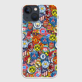 Чехол для iPhone 13 mini с принтом ЛОГОТИПЫ ФУТБОЛЬНЫХ КОМАНД в городе Новоалтайск,  |  | arsenal | bayern | bayern munchen | borussia | chelsea | fc barca | juventus | manchester city | manchester united | milan | real madrid | арсенал | бавария | барселона | боруссия | манчестер сити | манчестер юнайтед 