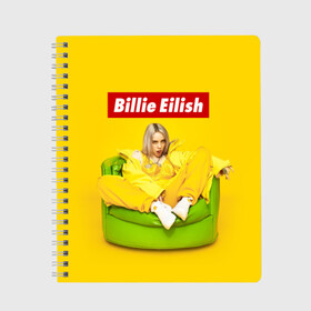 Тетрадь с принтом Billie Eilish в городе Новоалтайск, 100% бумага | 48 листов, плотность листов — 60 г/м2, плотность картонной обложки — 250 г/м2. Листы скреплены сбоку удобной пружинной спиралью. Уголки страниц и обложки скругленные. Цвет линий — светло-серый
 | bad guy | bellyache | billie eilish | bury a friend | ocean eyes | when we all fall asleep where do we go | билли айлиш | музыка | певица