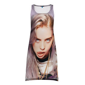Платье-майка 3D с принтом Billie Eilish в городе Новоалтайск, 100% полиэстер | полуприлегающий силуэт, широкие бретели, круглый вырез горловины, удлиненный подол сзади. | bad guy | bellyache | billie eilish | bury a friend | ocean eyes | when we all fall asleep where do we go | билли айлиш | музыка | певица