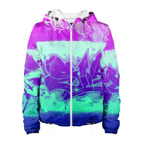 Женская куртка 3D с принтом color neon collection в городе Новоалтайск, ткань верха — 100% полиэстер, подклад — флис | прямой крой, подол и капюшон оформлены резинкой с фиксаторами, два кармана без застежек по бокам, один большой потайной карман на груди. Карман на груди застегивается на липучку | grafiti | paint | street art | urban | город | граффити | искусство | кирпичи | краски | рисунки | стена | улицы | уличное искусство