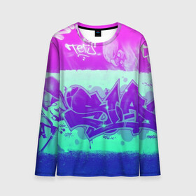 Мужской лонгслив 3D с принтом color neon collection в городе Новоалтайск, 100% полиэстер | длинные рукава, круглый вырез горловины, полуприлегающий силуэт | grafiti | paint | street art | urban | город | граффити | искусство | кирпичи | краски | рисунки | стена | улицы | уличное искусство