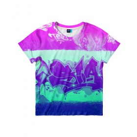 Детская футболка 3D с принтом color neon collection в городе Новоалтайск, 100% гипоаллергенный полиэфир | прямой крой, круглый вырез горловины, длина до линии бедер, чуть спущенное плечо, ткань немного тянется | Тематика изображения на принте: grafiti | paint | street art | urban | город | граффити | искусство | кирпичи | краски | рисунки | стена | улицы | уличное искусство
