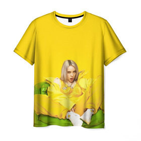 Мужская футболка 3D с принтом Billie Eilish в городе Новоалтайск, 100% полиэфир | прямой крой, круглый вырез горловины, длина до линии бедер | bad guy | bellyache | billie eilish | bury a friend | ocean eyes | when we all fall asleep where do we go | билли айлиш | музыка | певица