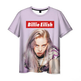 Мужская футболка 3D с принтом Billie Eilish в городе Новоалтайск, 100% полиэфир | прямой крой, круглый вырез горловины, длина до линии бедер | Тематика изображения на принте: bad guy | bellyache | billie eilish | bury a friend | ocean eyes | when we all fall asleep where do we go | билли айлиш | музыка | певица