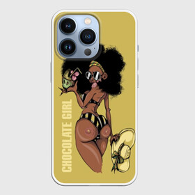 Чехол для iPhone 13 Pro с принтом Chocolate girl в городе Новоалтайск,  |  | africa | african | beautiful | big | black | chocolate | cocktail | exotic | girl | hat | look | round | slim | sunny | turn | африка | большие | взгляд | девушка | держит | коктейль | красивая | круглы | купальник | надпись | очки | полосатый |