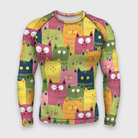 Мужской рашгард 3D с принтом Коты в городе Новоалтайск,  |  | animals | big | blush | cats | children | colorful | colors | cute | drawing | eyes | green | homemade | orange | pink | round | style | yellow | большие | глаза | детский | домашние | желтый | животные | зеленый | коты | красочные | круглые | милые | ора