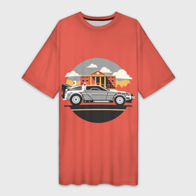 Платье-футболка 3D с принтом DeLorian в городе Новоалтайск,  |  | back to the future | delorian | делориан. | марти