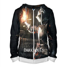 Мужская толстовка 3D на молнии с принтом DARK SOULS в городе Новоалтайск, 100% полиэстер | длина до линии бедра, манжеты и пояс оформлены мягкой тканевой резинкой, двухслойный капюшон со шнурком для регулировки, спереди молния, по бокам два кармана | art | artwork | crown | dark soul | dark souls iii | death | digital art | embers | fanatsy | fire | flames | game | mask | skeletons | воин | минимализм | рыцарь | тёмные души
