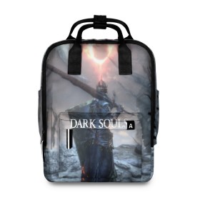 Женский рюкзак 3D с принтом DARK SOULS в городе Новоалтайск, 100% полиэстер | лямки с регулируемой длиной, сверху ручки, чтобы рюкзак нести как сумку. Основное отделение закрывается на молнию, как и внешний карман. Внутри два дополнительных кармана, один из которых закрывается на молнию. По бокам два дополнительных кармашка, куда поместится маленькая бутылочка
 | art | artwork | crown | dark soul | dark souls iii | death | digital art | embers | fanatsy | fire | flames | game | mask | skeletons | воин | минимализм | рыцарь | тёмные души