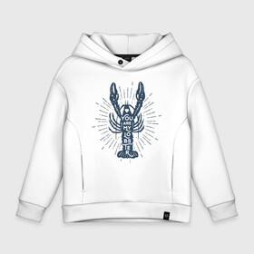 Детское худи Oversize хлопок с принтом You are my lobster  в городе Новоалтайск, френч-терри — 70% хлопок, 30% полиэстер. Мягкий теплый начес внутри —100% хлопок | боковые карманы, эластичные манжеты и нижняя кромка, капюшон на магнитной кнопке | crayfish | lobster | лобстер | надписи | рак