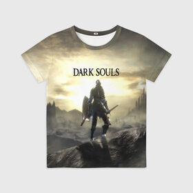 Детская футболка 3D с принтом DARK SOULS в городе Новоалтайск, 100% гипоаллергенный полиэфир | прямой крой, круглый вырез горловины, длина до линии бедер, чуть спущенное плечо, ткань немного тянется | art | artwork | crown | dark soul | dark souls iii | death | digital art | embers | fanatsy | fire | flames | game | mask | skeletons | воин | минимализм | рыцарь | тёмные души
