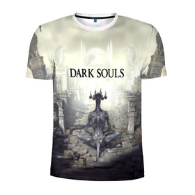 Мужская футболка 3D спортивная с принтом DARK SOULS в городе Новоалтайск, 100% полиэстер с улучшенными характеристиками | приталенный силуэт, круглая горловина, широкие плечи, сужается к линии бедра | art | artwork | crown | dark soul | dark souls iii | death | digital art | embers | fanatsy | fire | flames | game | mask | skeletons | воин | минимализм | рыцарь | тёмные души
