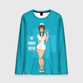 Мужской лонгслив 3D с принтом Sexy nurse в городе Новоалтайск, 100% полиэстер | длинные рукава, круглый вырез горловины, полуприлегающий силуэт | beautiful | brunette | eyes | figure | girl | green | holding | holiday | legs | long | medical | medicine | nurse | perfect | short | straight | worker | брюнетка | глаза | девушка | держит | длинные | зелёные | идеальная | короткий | красивая | медицина