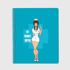 Тетрадь с принтом Sexy nurse в городе Новоалтайск, 100% бумага | 48 листов, плотность листов — 60 г/м2, плотность картонной обложки — 250 г/м2. Листы скреплены сбоку удобной пружинной спиралью. Уголки страниц и обложки скругленные. Цвет линий — светло-серый
 | beautiful | brunette | eyes | figure | girl | green | holding | holiday | legs | long | medical | medicine | nurse | perfect | short | straight | worker | брюнетка | глаза | девушка | держит | длинные | зелёные | идеальная | короткий | красивая | медицина