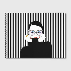 Альбом для рисования с принтом Fashion girl в городе Новоалтайск, 100% бумага
 | матовая бумага, плотность 200 мг. | Тематика изображения на принте: art | beautiful | black | black and white | bright | d | fashion | girl | gold | graphic | pop art | ring | round | woman | young | брюнетка | девушка | женщина | золото | искусство | кольцо | красивая | макияж | маникюр | мода | молодая | очки 