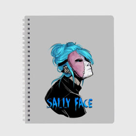 Тетрадь с принтом Sally Face в городе Новоалтайск, 100% бумага | 48 листов, плотность листов — 60 г/м2, плотность картонной обложки — 250 г/м2. Листы скреплены сбоку удобной пружинной спиралью. Уголки страниц и обложки скругленные. Цвет линий — светло-серый
 | sally face | игра | компьютерная игра | лицо | маска | протез | салли фейс | школа | шрамы