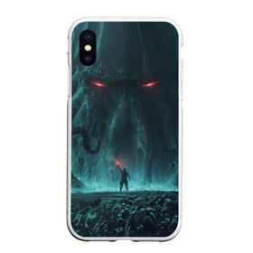 Чехол для iPhone XS Max матовый с принтом Ктулху в городе Новоалтайск, Силикон | Область печати: задняя сторона чехла, без боковых панелей | божество | владыка | дракон | зло | зов | кальмар | крылья | осьминог | спрут | спящий на дне | чудовище | щупальца