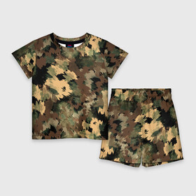 Детский костюм с шортами 3D с принтом Камуфляж в городе Новоалтайск,  |  | abstraction | army | autumn | brown | camouflage | disguise | fishing | green | khaki | nature | spots | абстракция | армия | зеленый | камуфляж | коричневый | маскировка | осень | охота | природа | пятна | рыбалка | хаки