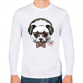 Мужской лонгслив хлопок с принтом PANDA MUSIC Панда в городе Новоалтайск, 100% хлопок |  | 