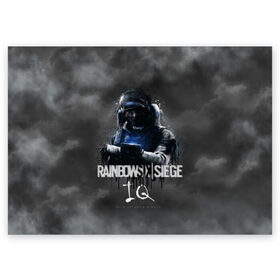 Поздравительная открытка с принтом IQ : Rainbow Six в городе Новоалтайск, 100% бумага | плотность бумаги 280 г/м2, матовая, на обратной стороне линовка и место для марки
 | Тематика изображения на принте: gameplay | mozzie | pvp | r6 | r6s | siege | герой | дым | огонь | осада | пламя | радуга | снайпер | сражения | туман | шутер