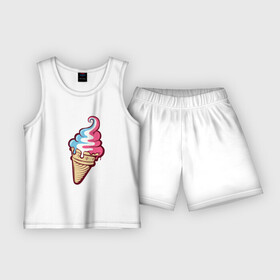 Детская пижама с шортами хлопок с принтом Ice Cream в городе Новоалтайск,  |  | Тематика изображения на принте: ice cream | мороженное | прикольный принт | принт футболка | рожок мороженного | футболка с принтом