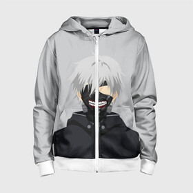 Детская толстовка 3D на молнии с принтом Kaneki Ken в маске в городе Новоалтайск, 100% полиэстер |  манжеты и пояс оформлены широкой мягкой резинкой, двухслойный капюшон со шнурком для регулировки, спереди карманы и застежка-молния
 | ghoul | kaneki | ken | tokyo | гуль | канеки | кен | токийский