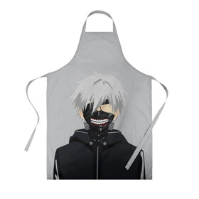 Фартук 3D с принтом Kaneki Ken в маске в городе Новоалтайск, 100% полиэстер | общий размер — 65 х 85 см, ширина нагрудника — 26 см, горловина — 53 см, длина завязок — 54 см, общий обхват в поясе — 173 см. Принт на завязках и на горловине наносится с двух сторон, на основной части фартука — только с внешней стороны | ghoul | kaneki | ken | tokyo | гуль | канеки | кен | токийский