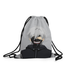 Рюкзак-мешок 3D с принтом Kaneki Ken в городе Новоалтайск, 100% полиэстер | плотность ткани — 200 г/м2, размер — 35 х 45 см; лямки — толстые шнурки, застежка на шнуровке, без карманов и подкладки | Тематика изображения на принте: ghoul | kaneki | ken | tokyo | гуль | канеки | кен | токийский
