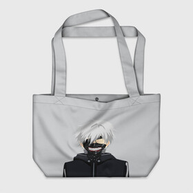 Пляжная сумка 3D с принтом Kaneki Ken в маске в городе Новоалтайск, 100% полиэстер | застегивается на металлическую кнопку; внутренний карман застегивается на молнию. Стенки укреплены специальным мягким материалом, чтобы защитить содержимое от несильных ударов
 | ghoul | kaneki | ken | tokyo | гуль | канеки | кен | токийский