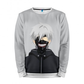 Мужской свитшот 3D с принтом Kaneki Ken в городе Новоалтайск, 100% полиэстер с мягким внутренним слоем | круглый вырез горловины, мягкая резинка на манжетах и поясе, свободная посадка по фигуре | ghoul | kaneki | ken | tokyo | гуль | канеки | кен | токийский