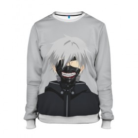 Женский свитшот 3D с принтом Kaneki Ken в городе Новоалтайск, 100% полиэстер с мягким внутренним слоем | круглый вырез горловины, мягкая резинка на манжетах и поясе, свободная посадка по фигуре | ghoul | kaneki | ken | tokyo | гуль | канеки | кен | токийский