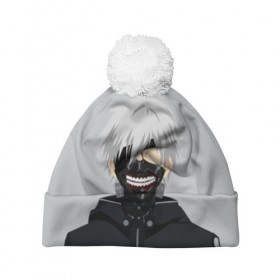 Шапка 3D c помпоном с принтом Kaneki Ken в городе Новоалтайск, 100% полиэстер | универсальный размер, печать по всей поверхности изделия | ghoul | kaneki | ken | tokyo | гуль | канеки | кен | токийский