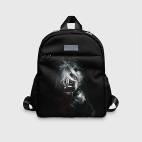 Детский рюкзак 3D с принтом Kaneki Ken выглядывает из темноты в городе Новоалтайск, 100% полиэстер | лямки с регулируемой длиной, сверху петелька, чтобы рюкзак можно было повесить на вешалку. Основное отделение закрывается на молнию, как и внешний карман. Внутри дополнительный карман. По бокам два дополнительных кармашка | ghoul | kaneki | ken | tokyo | гуль | канеки | кен | токийский